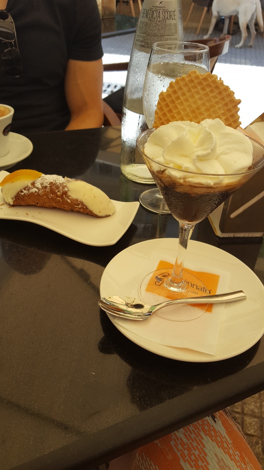 Coffee and cannolo from Antico Caffè Spinnato