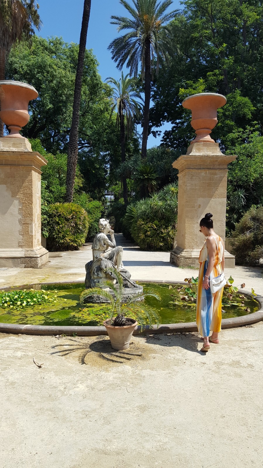 Fountain with girl in Orto botanico di Palermo