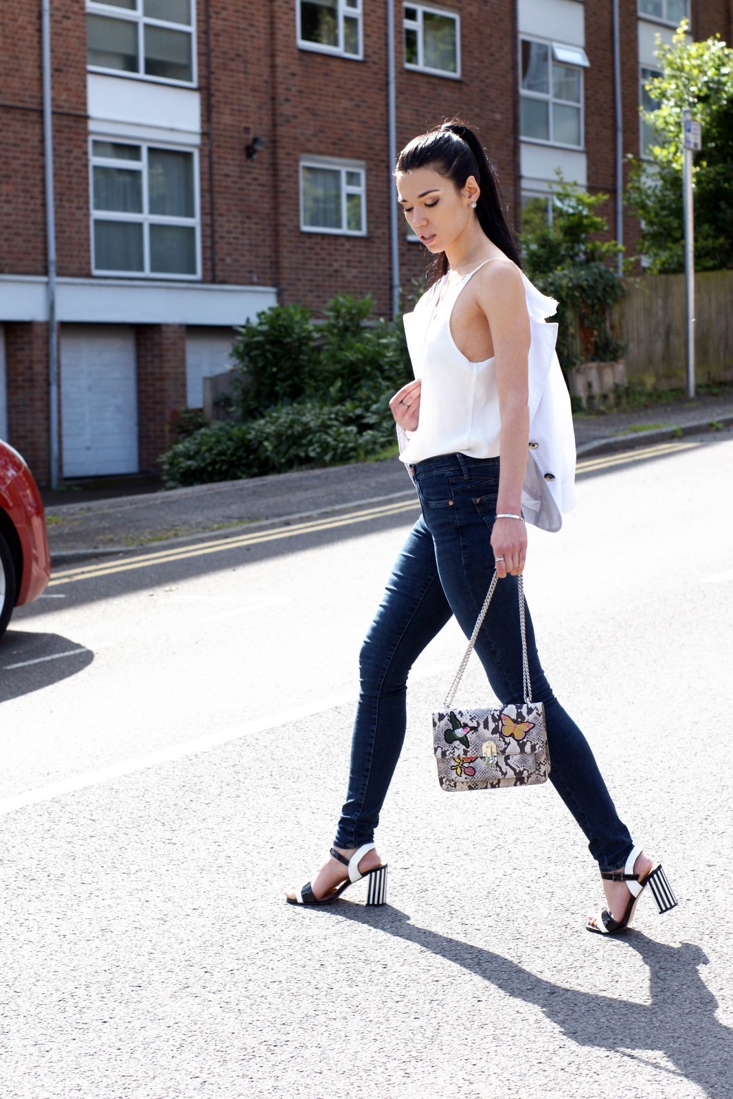 Brunette on Demand Vest and Jeans