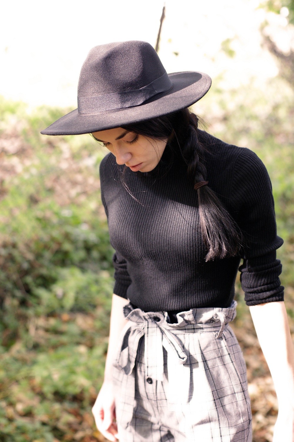 Brunette on Demand Wearing High Waisted Cigarette Trousers With Style