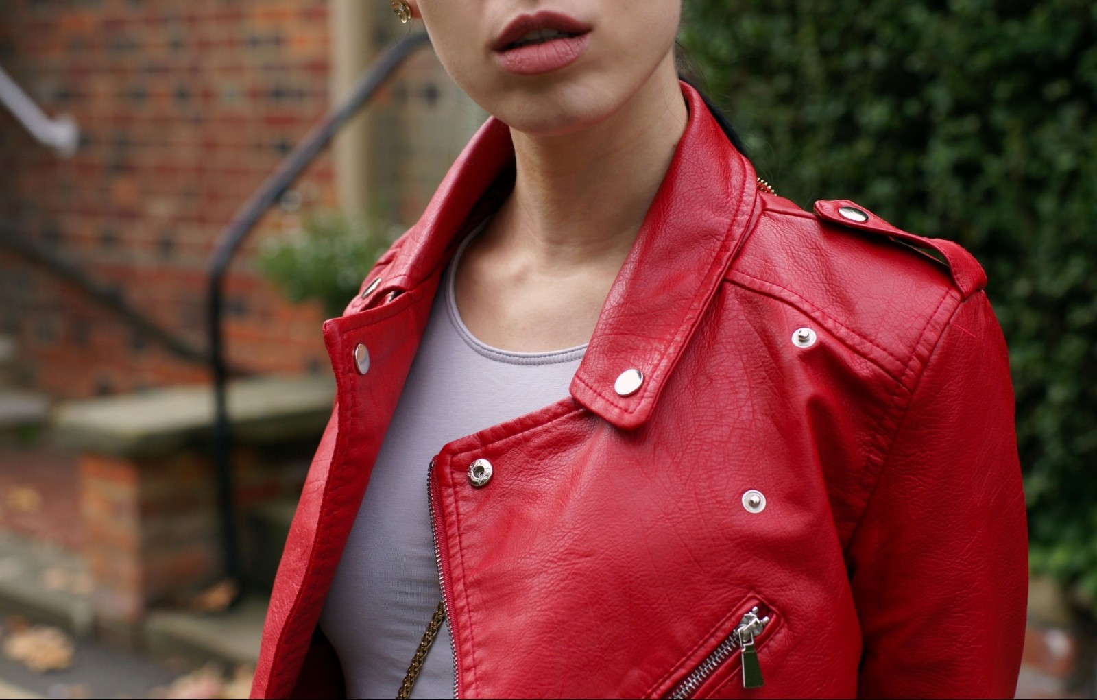 Brunette on Demand The Red Biker Jacket In My Wardrobe