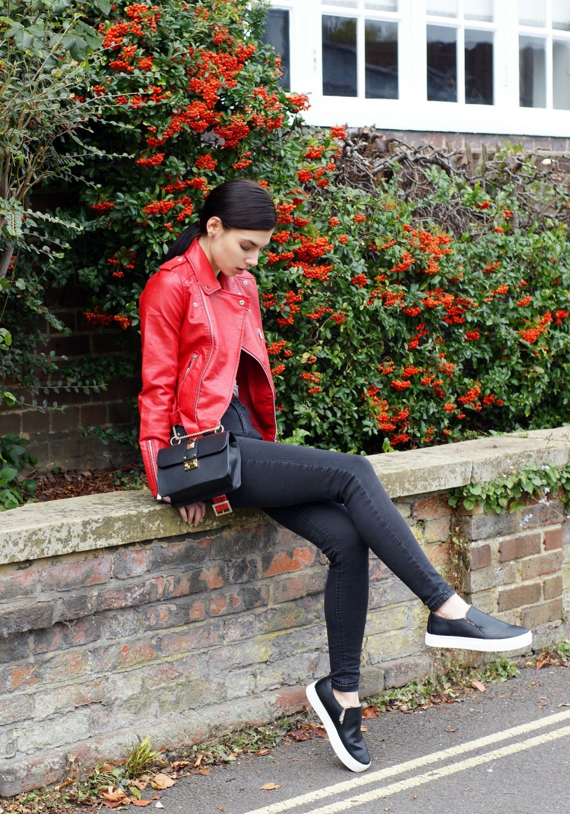 Brunette on Demand The Red Biker Jacket In My Wardrobe