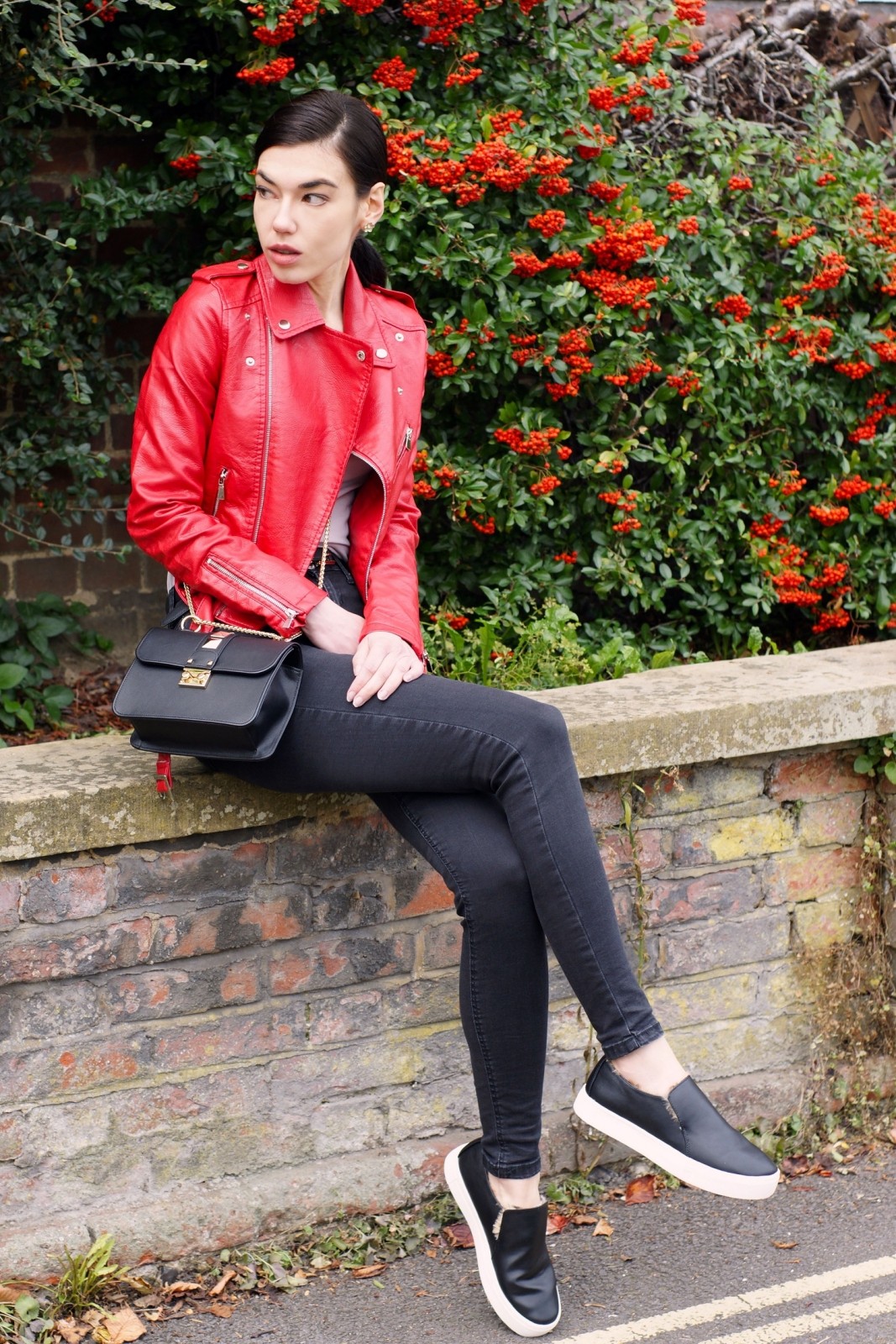 Brunette on Demand The Red Biker Jacket In My Wardrobe