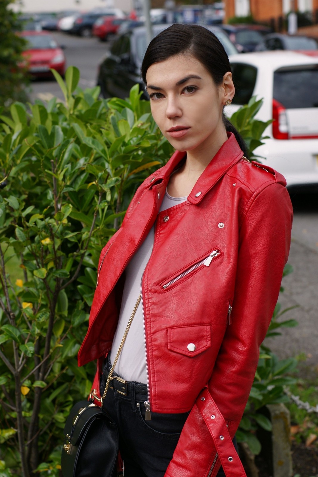 Brunette on Demand The Red Biker Jacket In My Wardrobe