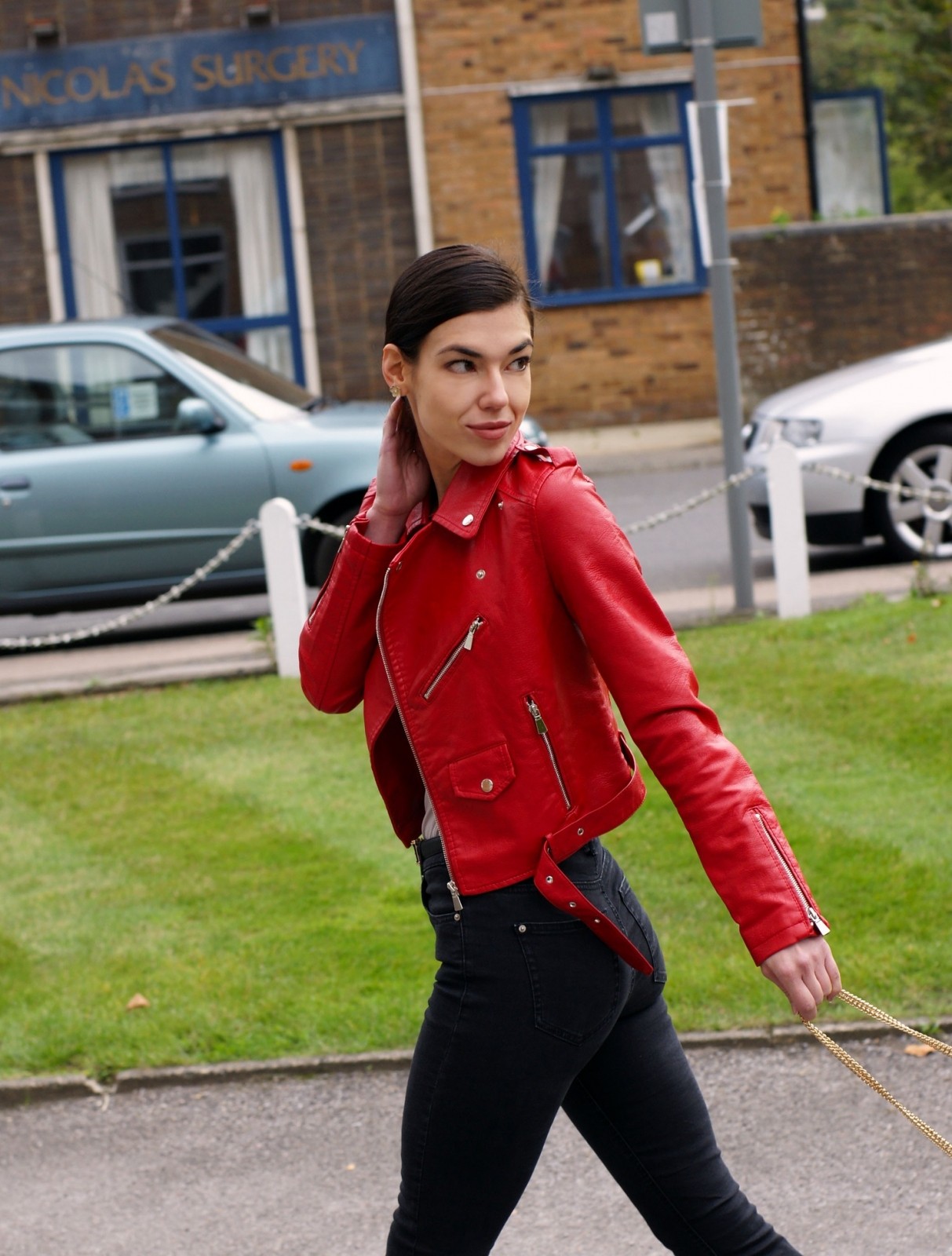 Brunette on Demand The Red Biker Jacket In My Wardrobe