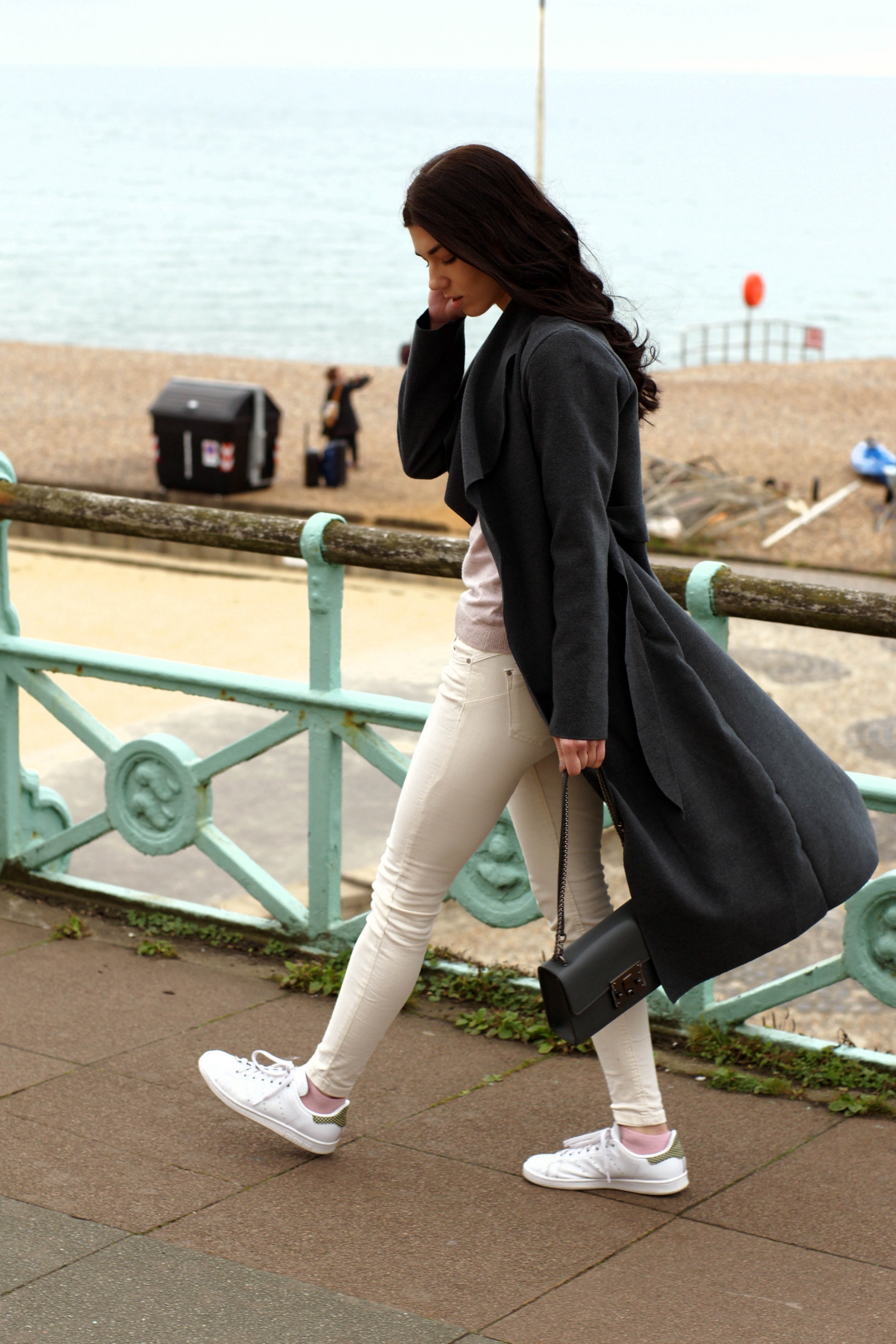 Brunette on Demand Keeping it Casual in A Long Coat