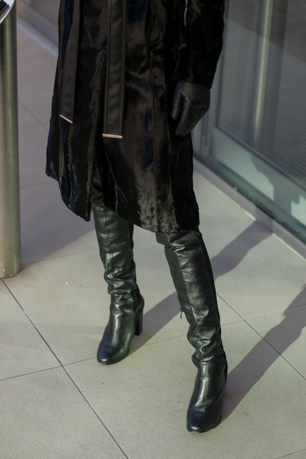 Faux Fur Longline Coat & Leather Boots
