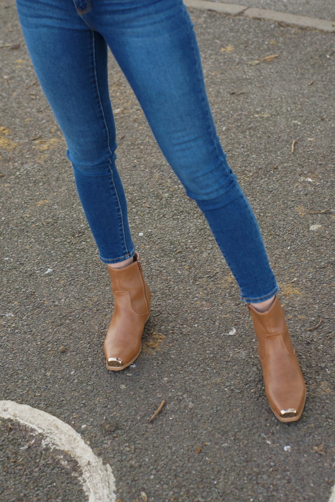 Jeans And Cap Toe Ankle Boots