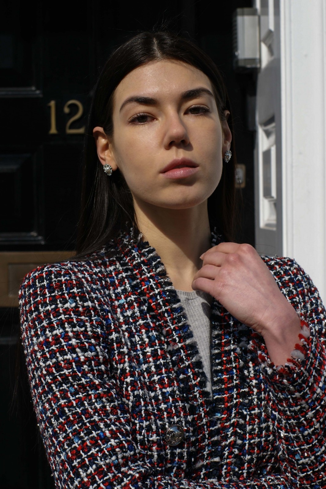 Brunette Girl With A Tweed Blazer