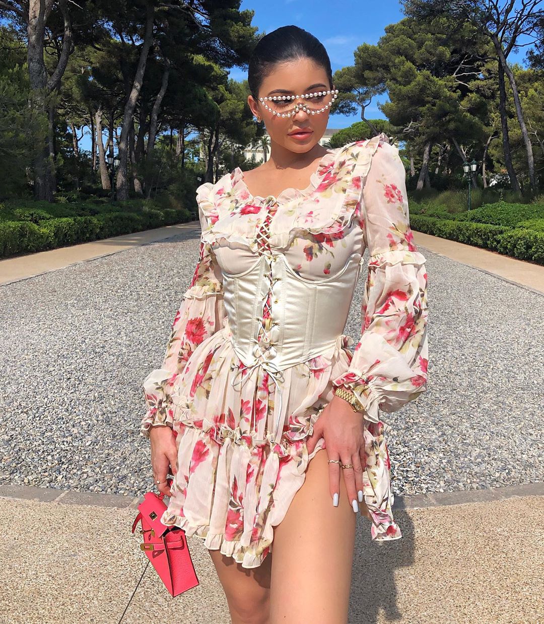 Get Kylie Jenner's 22nd Birthday Wardrobe Duygu Ay Floral Corset Dress