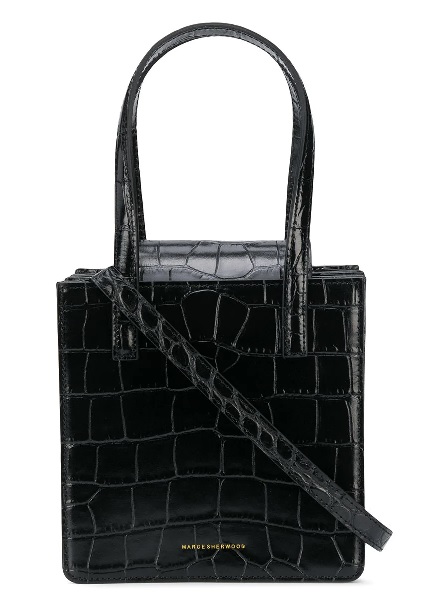 Marge Sherwood Black Croc Pump Handle Bag