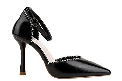 Black Elegant Pointed Toe Ankle Studded Pumps from Amazon