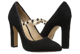 Black suede pumps with studded strap from Amazon