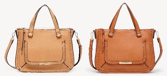 Designer-Inspired Dayla Whipstitch Satchel in camel colour