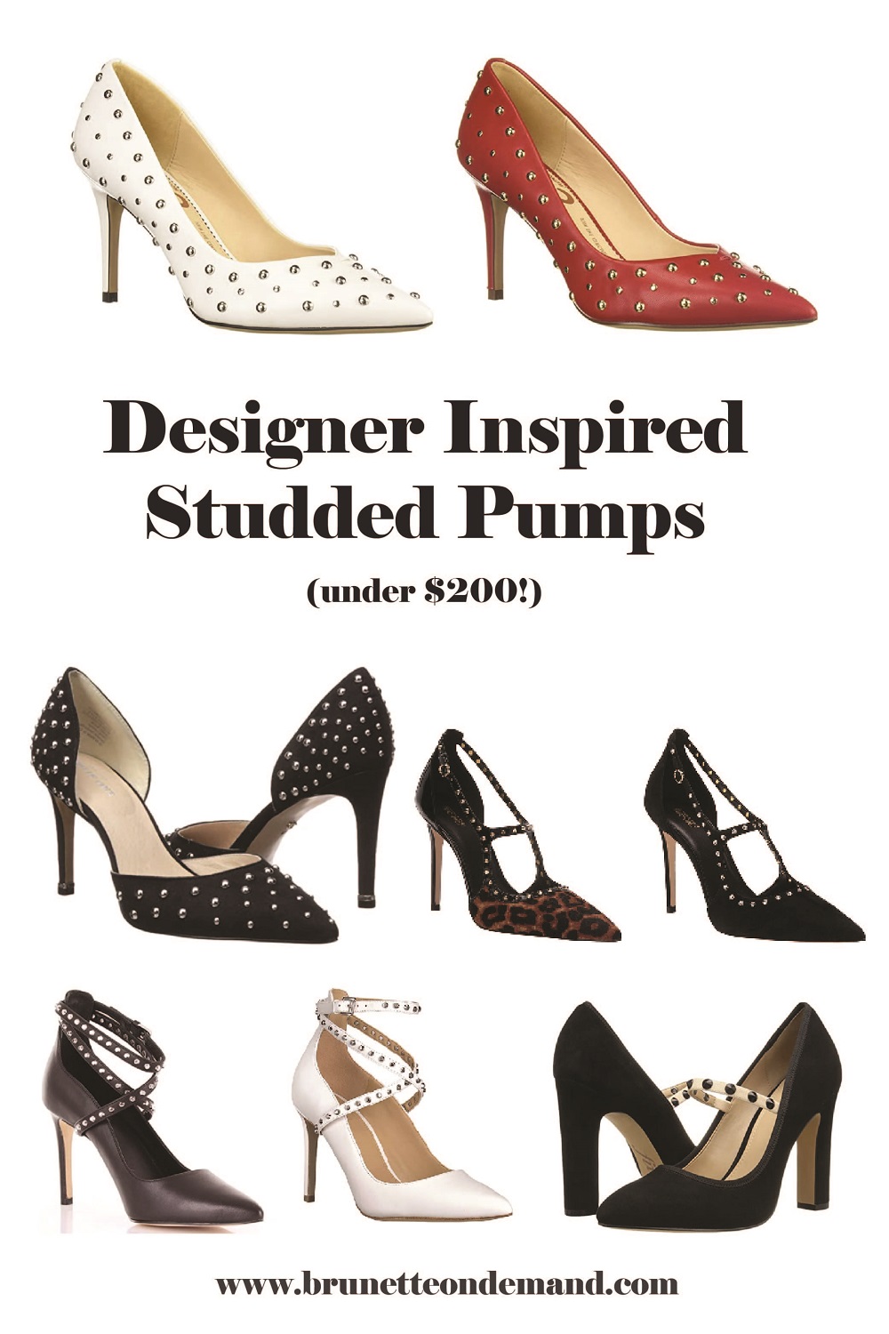 Designer Inspired Studded Ankle Pumps available online