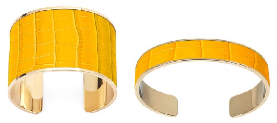 Gold-tone Cleopatra Cuff bangle bracelets from Aspinal of London